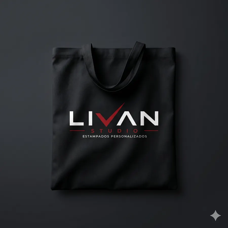 Bolsa tote negra con logotipo LIVAN STUDIO