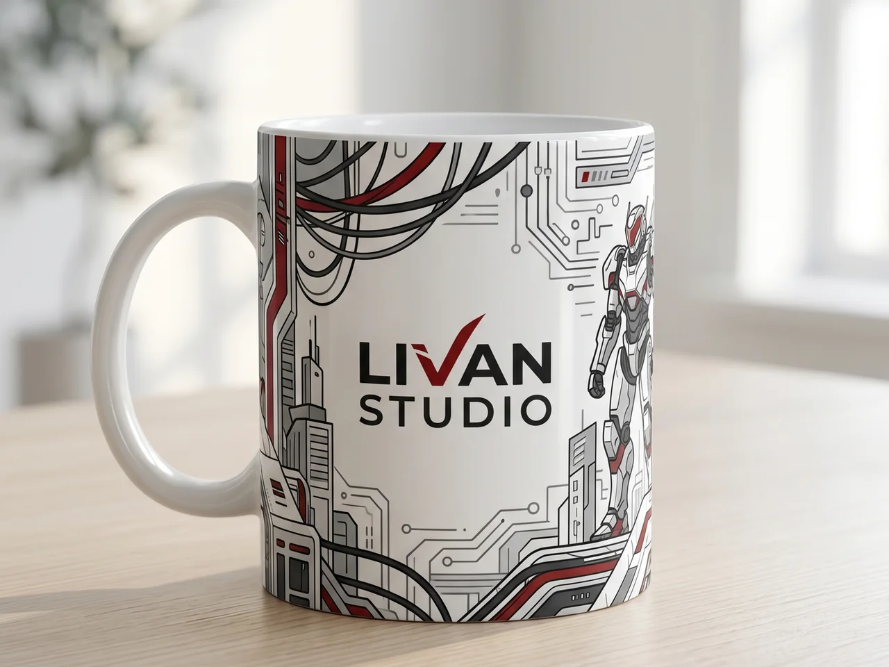 Taza personalizada con patrón gráfico